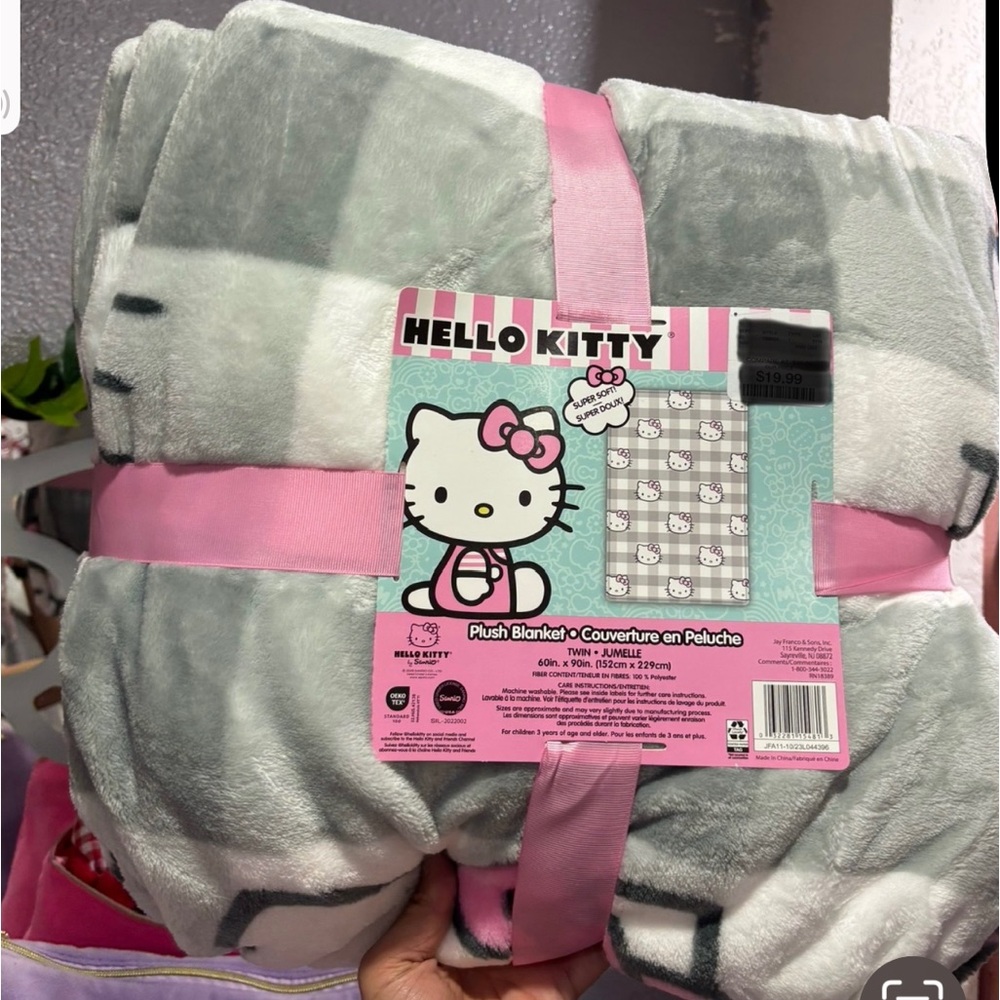 Hello Kitty Gray and Pink Plush Pajamas Set